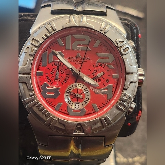 VINTAGE Jacques Lemans Chronograph Rare Red Face - Picture 4 of 7